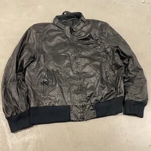 vintage 90s slim black leather jacket